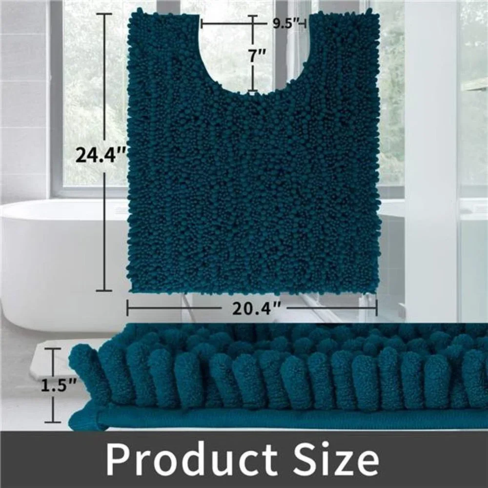 Luxury Shaggy Toilet BathMat U-Shaped Contour Rugs for Bathroom,24.4X20.4 Inches